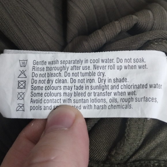 Seafolly Inka Rib Lace Up Maillot One Piece Swimsuit Dark Olive Women's US 12 - Picture 7 of 8